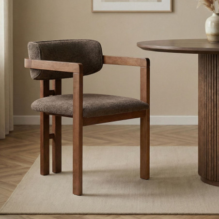 Chaise avec Accoudoirs - 54 x 76 x 54 cm - Marron et Noyer