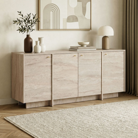 Console d'Entrée - 180 x 82 x 45 cm - Effet Travertin