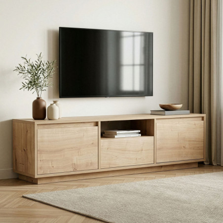 Meuble TV - 160 x 42 x 30 cm - Décor Chêne Saphir