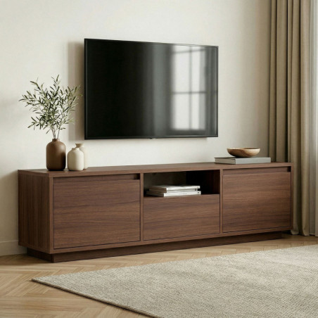 Meuble TV - 160 x 42 x 30 cm - Décor Noyer