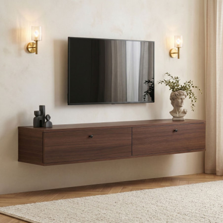 Meuble TV Mural - 160 x 25 x 25 cm - Noyer