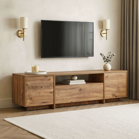 Meuble TV - 180 x 46 x 35 cm - Décor Pin Atlantique