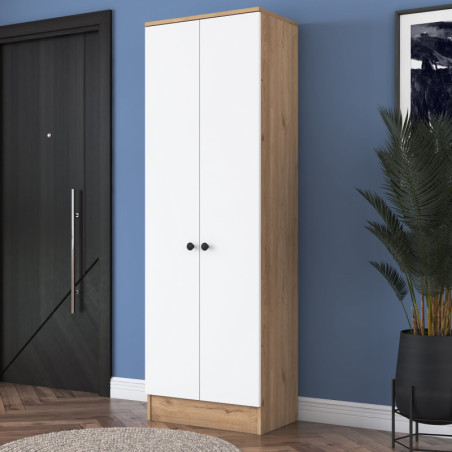 Armoire avec Étagères - 60 x 183 x 38 cm - Noyer et Blanc