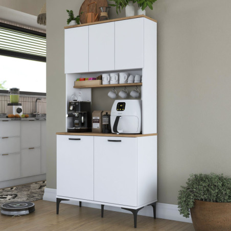 Meuble de Rangement avec Étagères - 90 x 184 x 40 cm - Noyer et Blanc