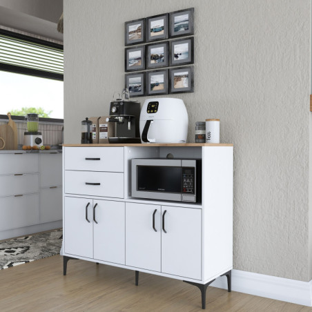 Meuble de Rangement avec Étagères - 120 x 99 x 40 cm - Blanc et Noyer