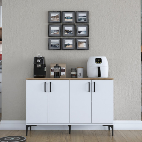 Meuble de Rangement avec Étagères - 120 x 79 x 40 cm - Blanc et Noyer