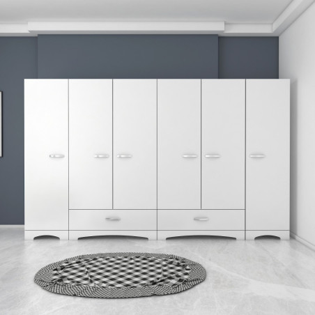 Armoire avec Étagères - 243 x 181 x 48 cm - Blanc