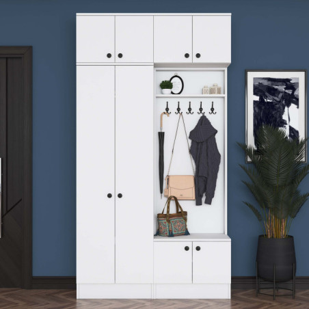 Vestiaire d'Entrée avec Porte-Manteau - 120 x 226 x 38 cm - Blanc