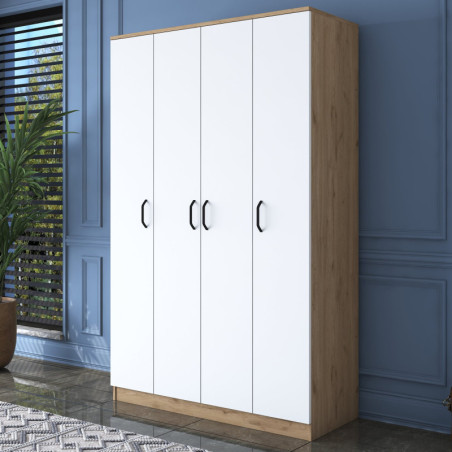 Armoire avec Étagères - 120 x 199 x 47 cm - Noyer et Blanc