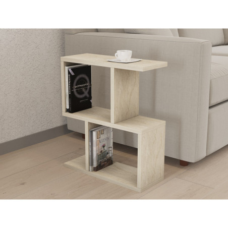 Table d'Appoint - 45 x 51 x 17 cm - Effet Travertin