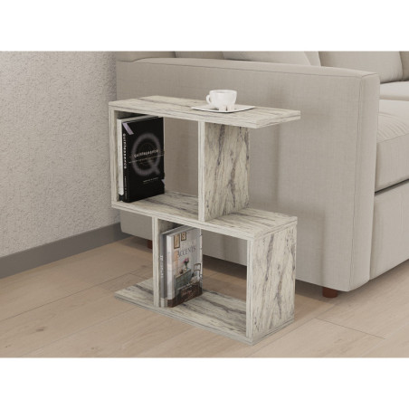 Table d'Appoint - 45 x 51 x 17 cm - Effet Marbre