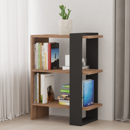 Bibliothèque avec Étagères - 52 x 70 x 25 cm - Décor Chêne et Anthracite
