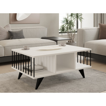 Table Basse - 90 x 40 x 60 cm - Blanc