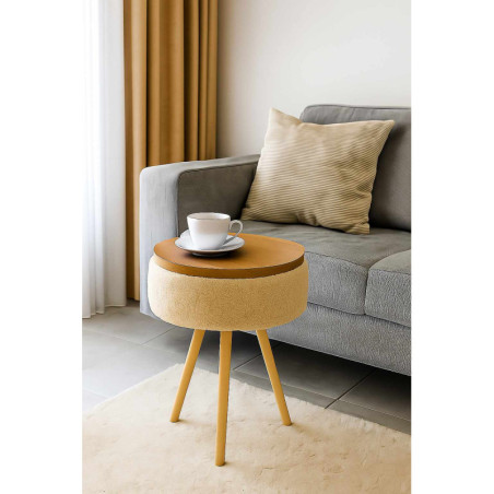 Table d'Appoint Ronde - Ø 33 cm - H 45 cm - Beige