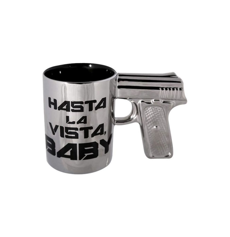Mug avec poignée pistolet Hasta la vista baby - Argent