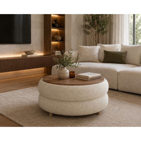 Table Basse - 70 x 70 x 40 cm - Beige