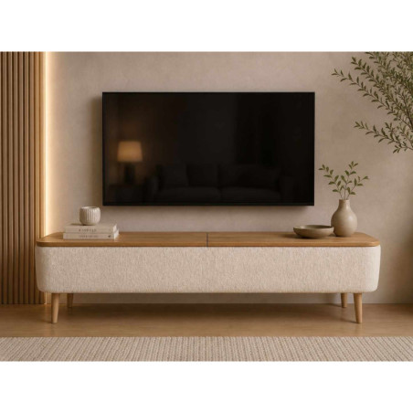 Meuble TV avec Rangement - 120 x 45 x 30 cm - Blanc