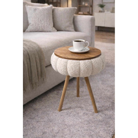 Table d'Appoint Ronde - Ø 33 cm - H 45 cm - Blanc