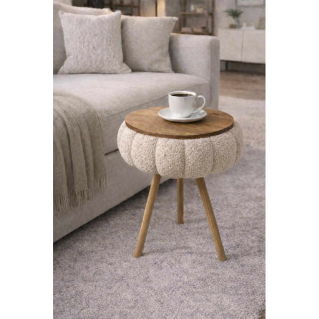 Table d'Appoint Ronde - Ø 33 cm - H 45 cm - Beige