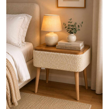 Table de Chevet - 45 x 55 x 30 cm - Beige