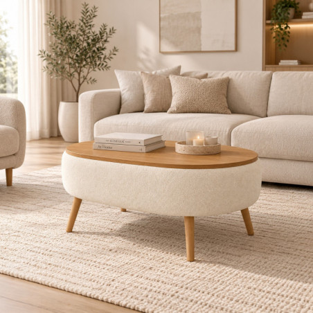 Table Basse - 90 x 45 x 60 cm - Beige