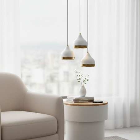 Suspension 3 Lumières - E27 - H 25 à 111 cm - Blanc