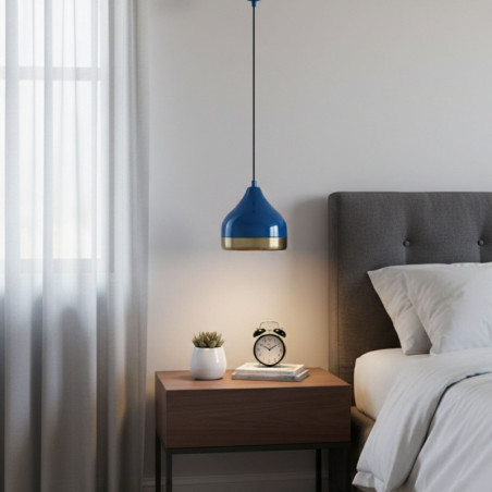 Suspension - E27 - H 25 à 112 cm - Bleu