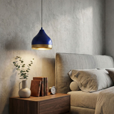 Suspension - E27 - H 25 à 112 cm - Bleu Marine