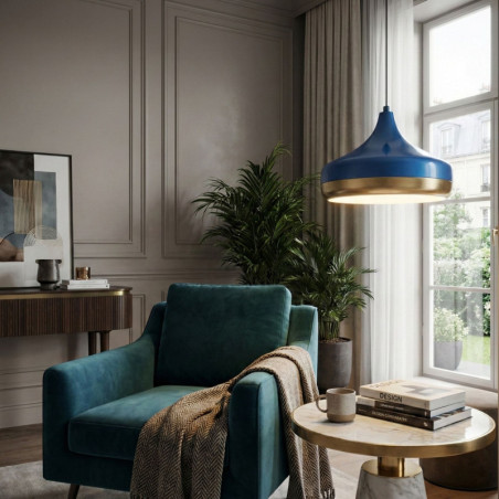 Suspension - E27 - H 42 à 122 cm - Bleu