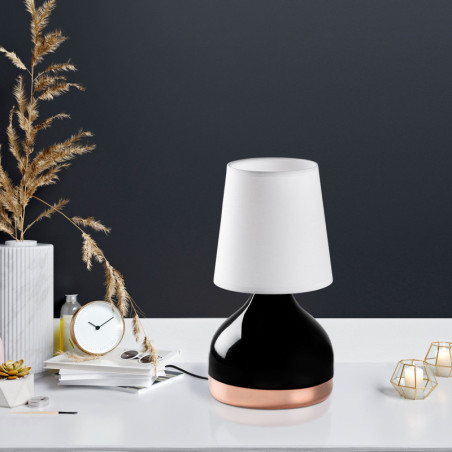 Lampe à Poser - E27 - 17 x 17 x 33 cm - Noir et Blanc