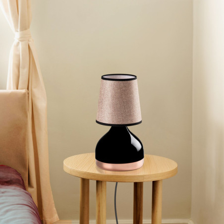Lampe à Poser - E27 - 17 x 17 x 33 cm - Noir et Marron Clair