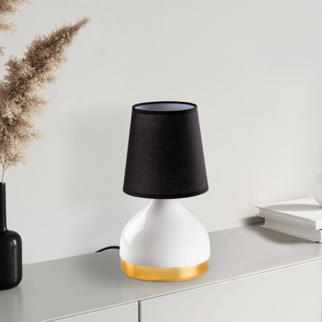 Lampe à Poser - E27 - 17 x 17 x 33 cm - Blanc et Noir