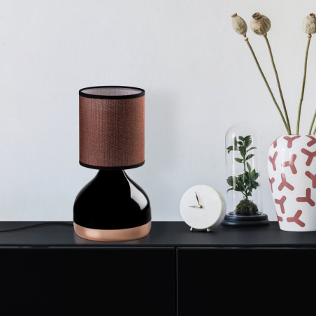 Lampe à Poser - E27 - 17 x 17 x 33 cm - Noir et Marron