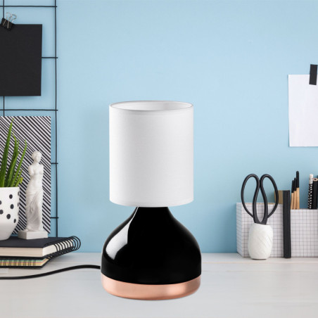 Lampe à Poser - E27 - 17 x 17 x 33 cm - Noir et Blanc