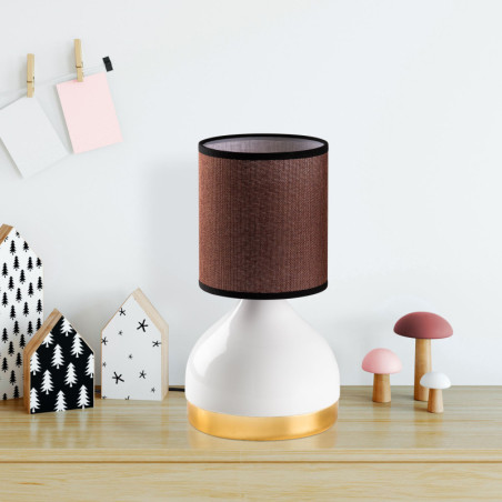 Lampe à Poser - E27 - 17 x 17 x 33 cm - Blanc et Marron