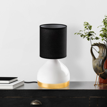 Lampe à Poser - E27 - 17 x 17 x 33 cm - Blanc et Noir