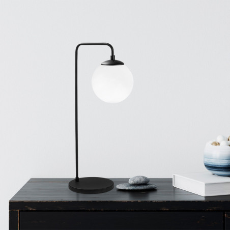 Lampe à Poser - E14 - 17 x 25 x 55 cm - Noir et Blanc