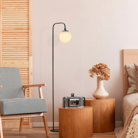 Lampadaire - E14 - 27 x 27 x 146 cm - Noir et Crème