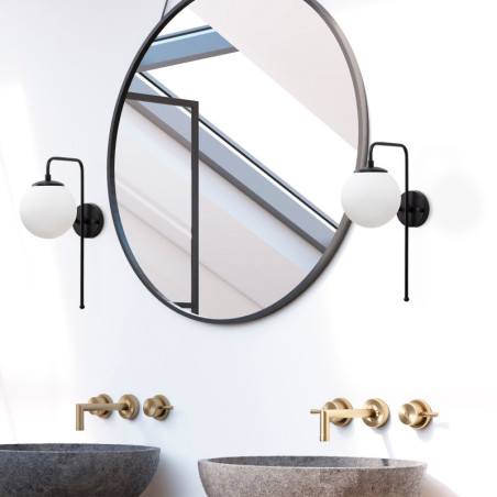 Applique Murale - E14 - 15 x 28 x 43 cm - Noir et Blanc