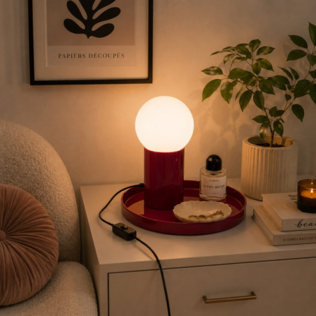 Lampe à Poser - G9 - 20 x 20 x 17 cm - Bordeaux