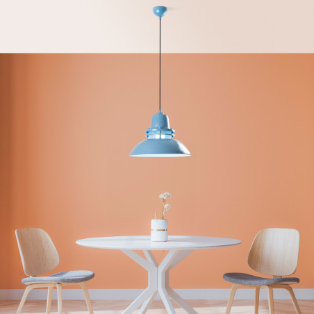 Suspension - E27 - H 34 à 123 cm - Bleu Clair
