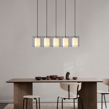 Suspension 5 Lumières - E27 - Ø 85 cm - H 113 cm - Noir