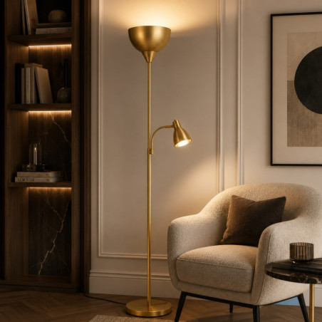 Lampadaire - E27 - 30 x 10 x 20 cm - Doré