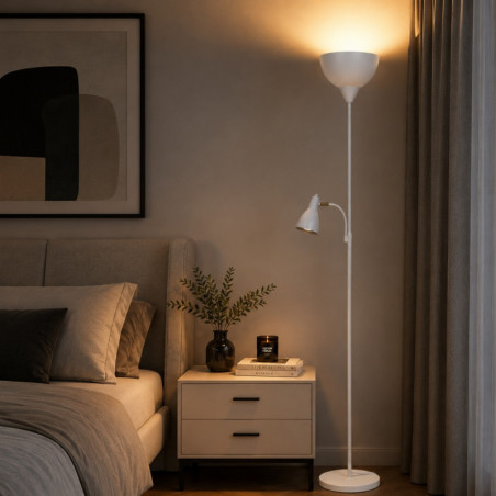 Lampadaire - E27 - 30 x 10 x 20 cm - Blanc