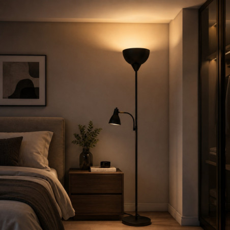 Lampadaire - E27 - 30 x 10 x 20 cm - Noir