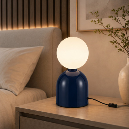 Lampe à Poser - G9 - 14 x 14 x 25 cm - Bleu Marine