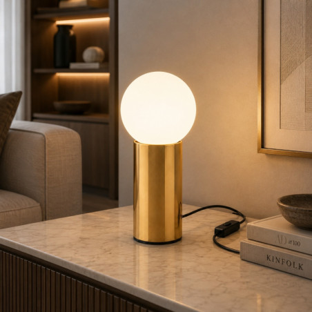 Lampe à Poser - E27 - 15 x 15 x 35 cm - Doré