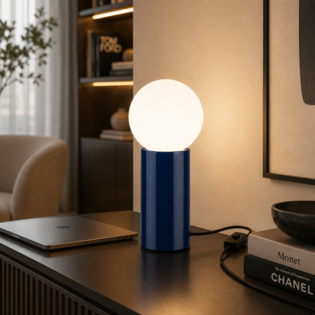 Lampe à Poser - E27 - 15 x 15 x 35 cm - Bleu Marine