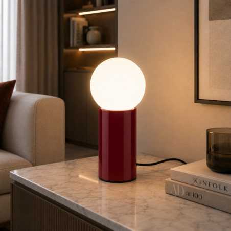 Lampe à Poser - E27 - 15 x 15 x 35 cm - Bordeaux