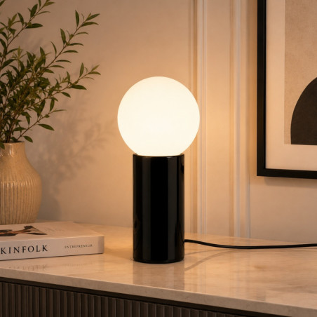 Lampe à Poser - E27 - 15 x 15 x 35 cm - Noir